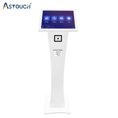 Large White Touch Screen Interactive Kiosk 55 Inch Information Floor Standing