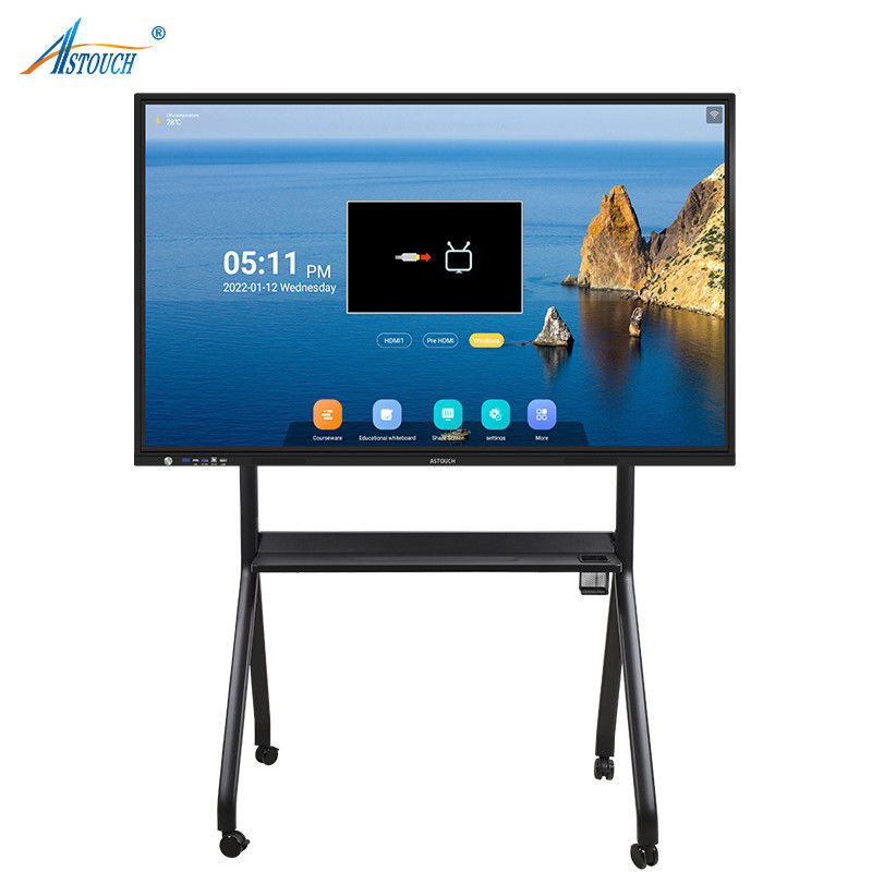 75 Inch Smart Interactive Board Panel 60hz 350nits Multiple Users Support