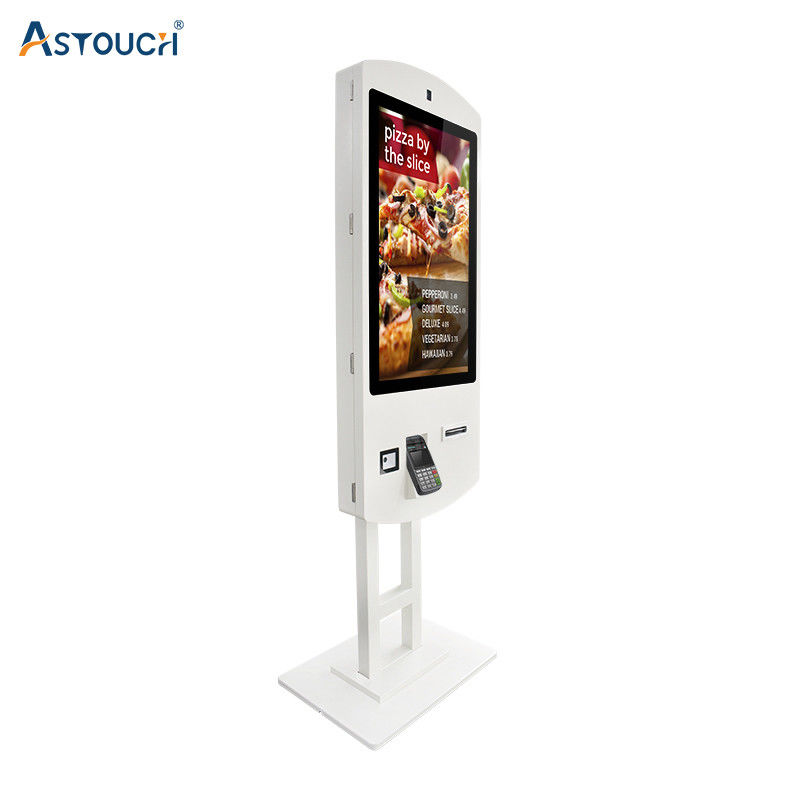 32 Inch pCAP touch Self Service Restaurant Kiosk With Cash Register Software